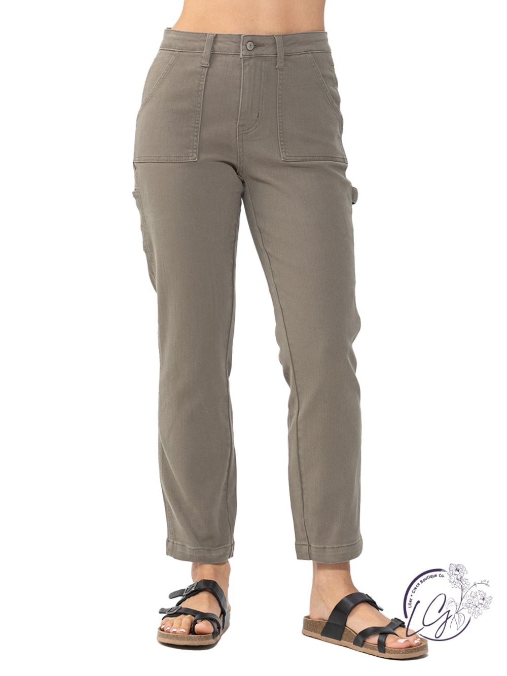 Judy Blue Olive Green Clara High-Rise Utility Slim Fit Pants Women’s Size 9/29